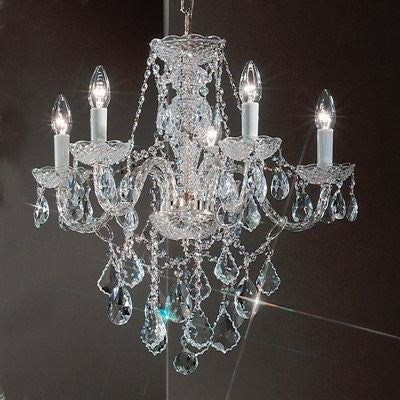 Polished chrome 5 Lights Bohemian Crystal chandelier - Image 1