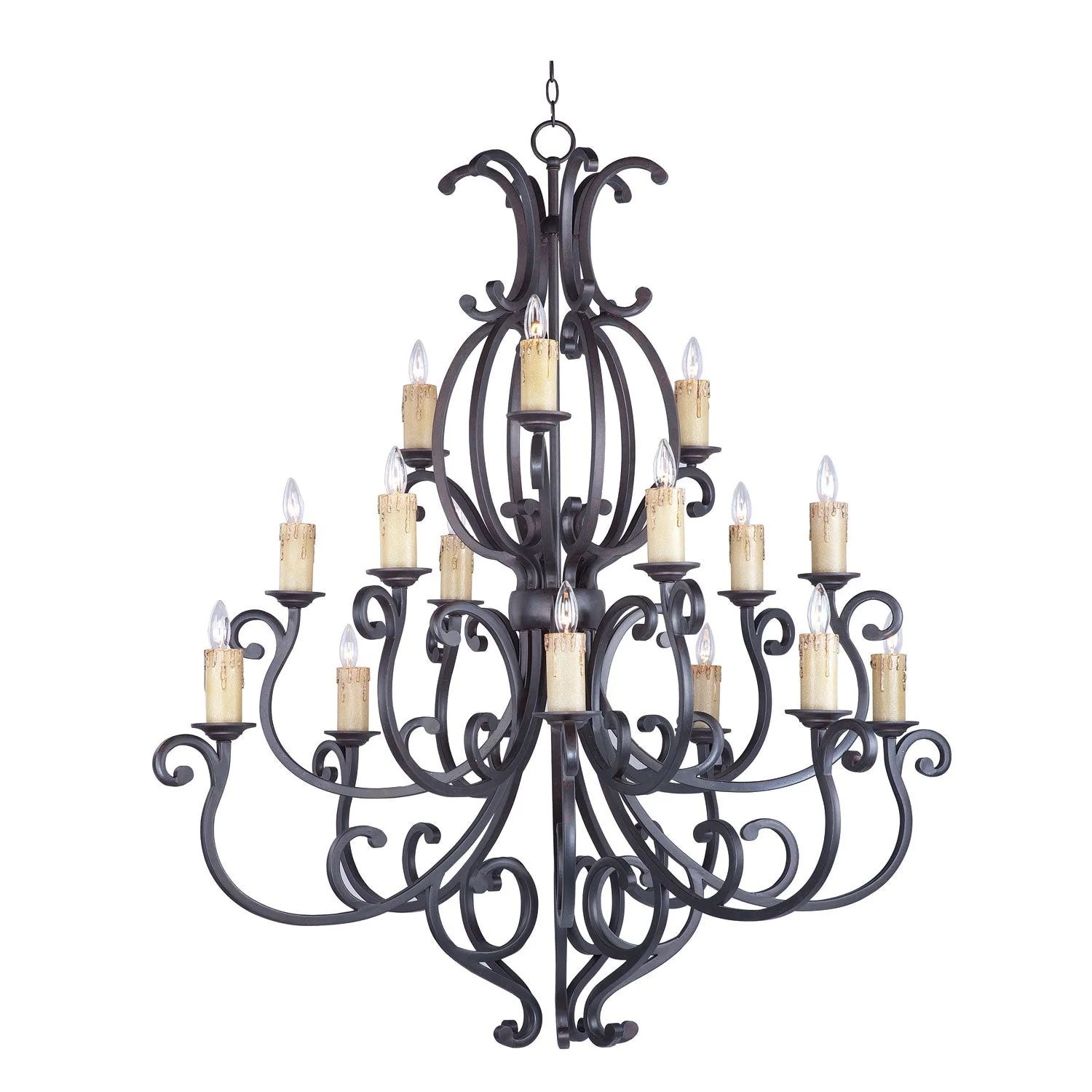Richmond Colonial Umber 15-Light Multi-Tier Chandelier with White Crystals - Image 1