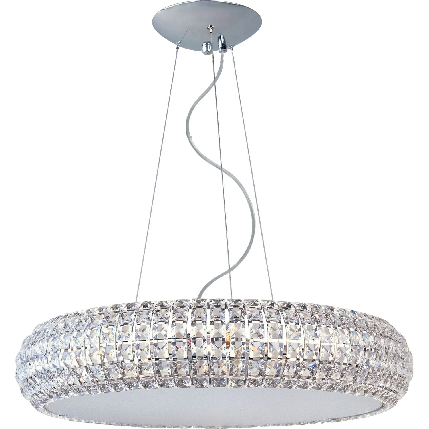 Polished Chrome Ten-Light Pendant with Crystal Glass - Image 1