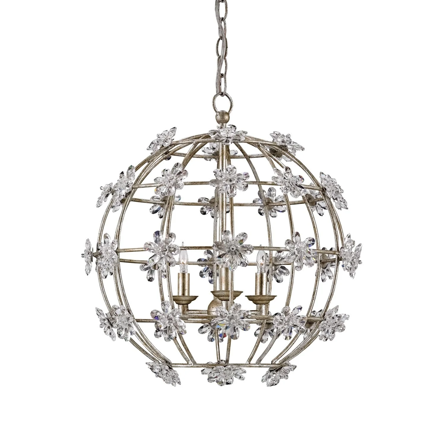 Fleur Silver Granello Three-Light Globe Pendant - Image 1
