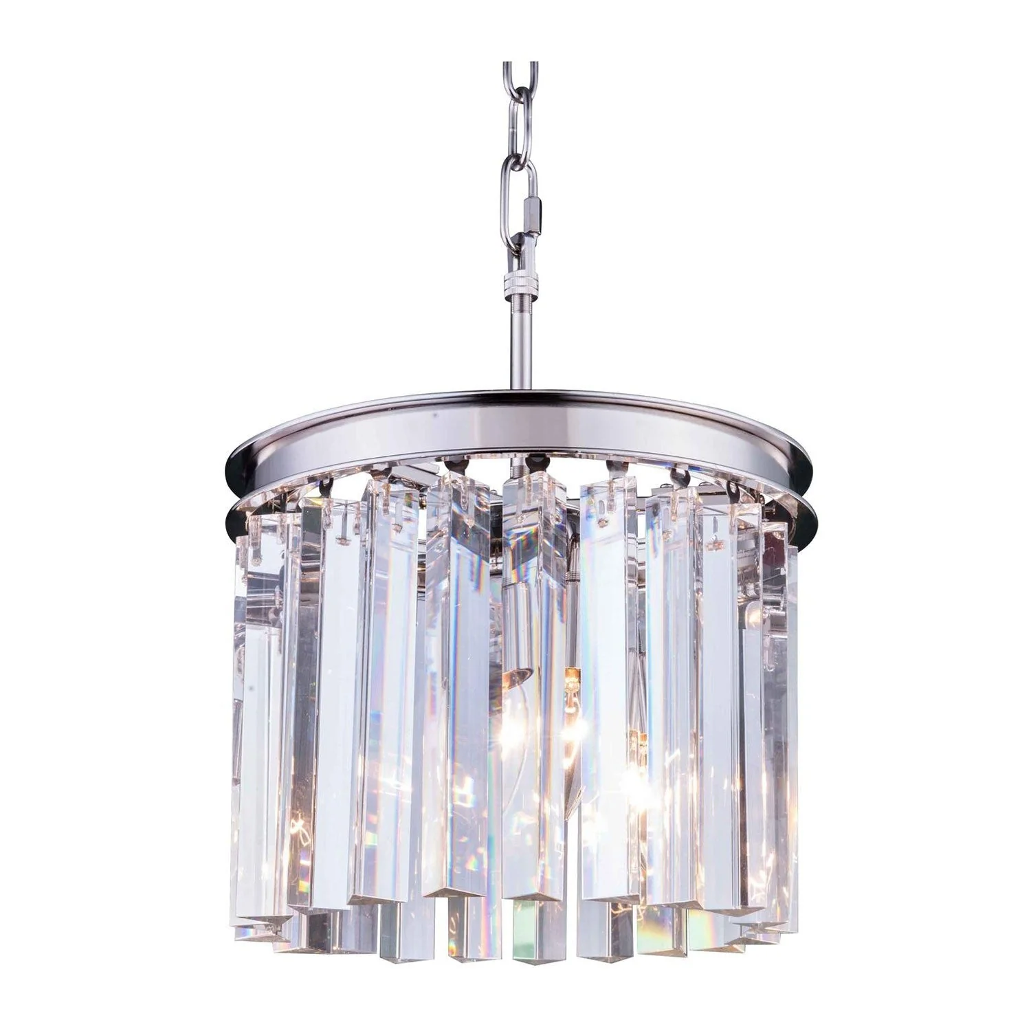 Sydney Polished Nickel Twelve-Inch Pendant with Royal Cut Clear Crystals - Image 1