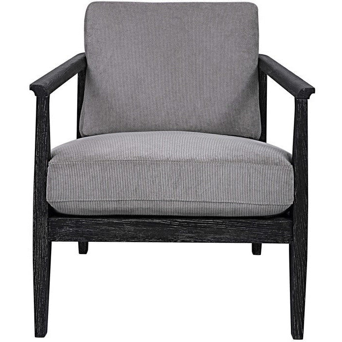 Uttermost Brunei Steel Gray Fabric Dark Ebony Wood Modern Accent Chair - Image 2
