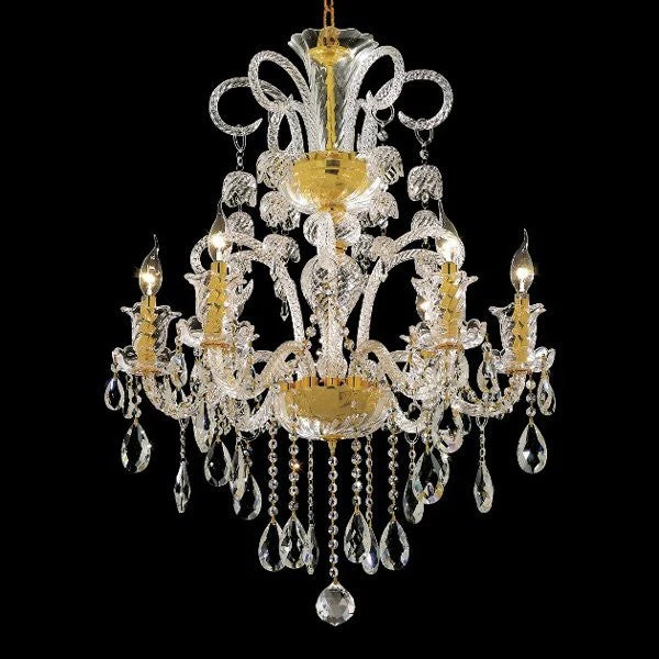 Gold plated 6 Light Bohemian crystal Chandelier - Image 1