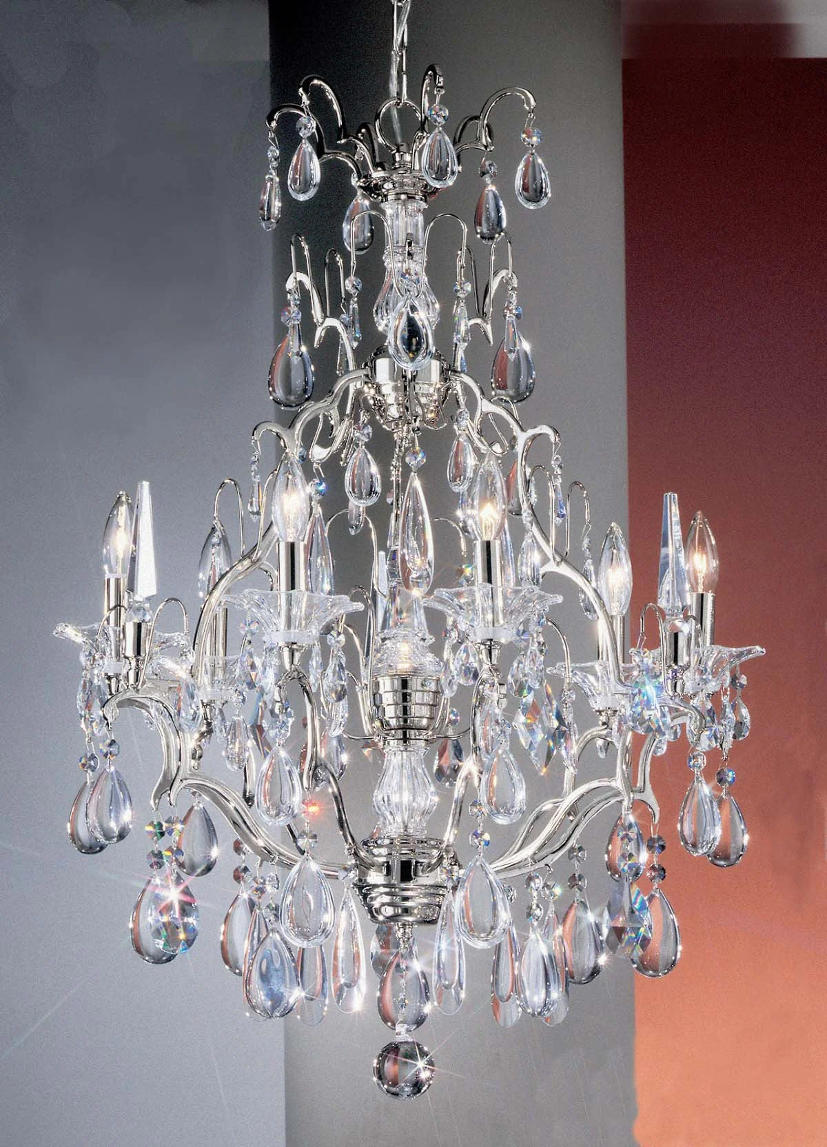 7 lights traditional crystal chandelier in polished chrome finish - Image 1