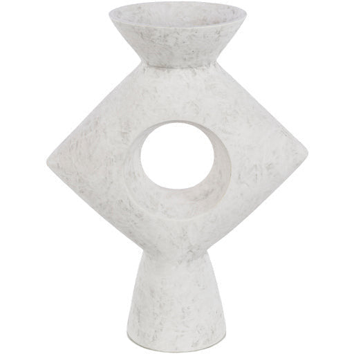 Surya Yagya Collection Modern Brushed Matte White Ceramic Vase YAG-007 - Image 3