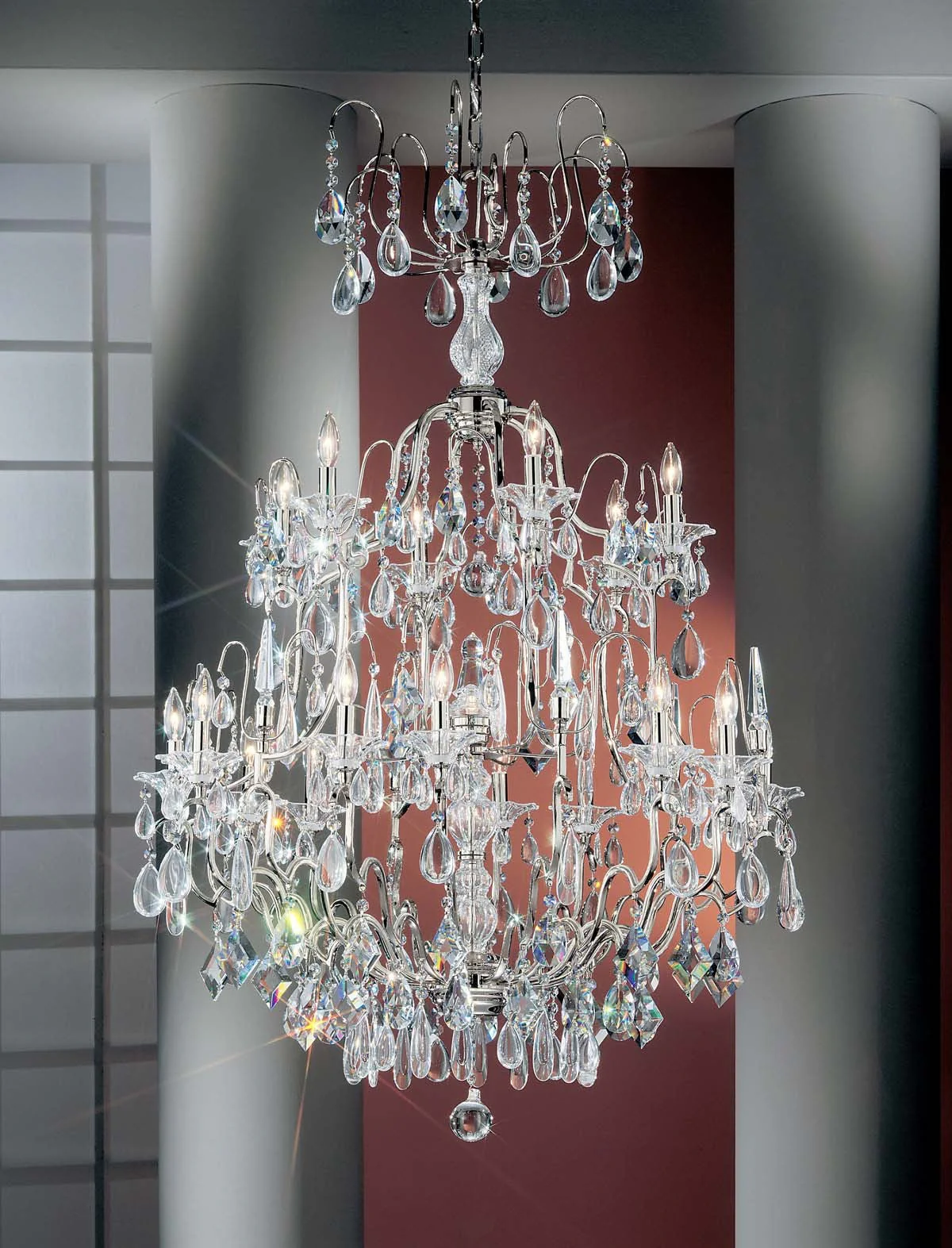 19 lights traditional crystal chandelier in polished chrome finish - Image 1