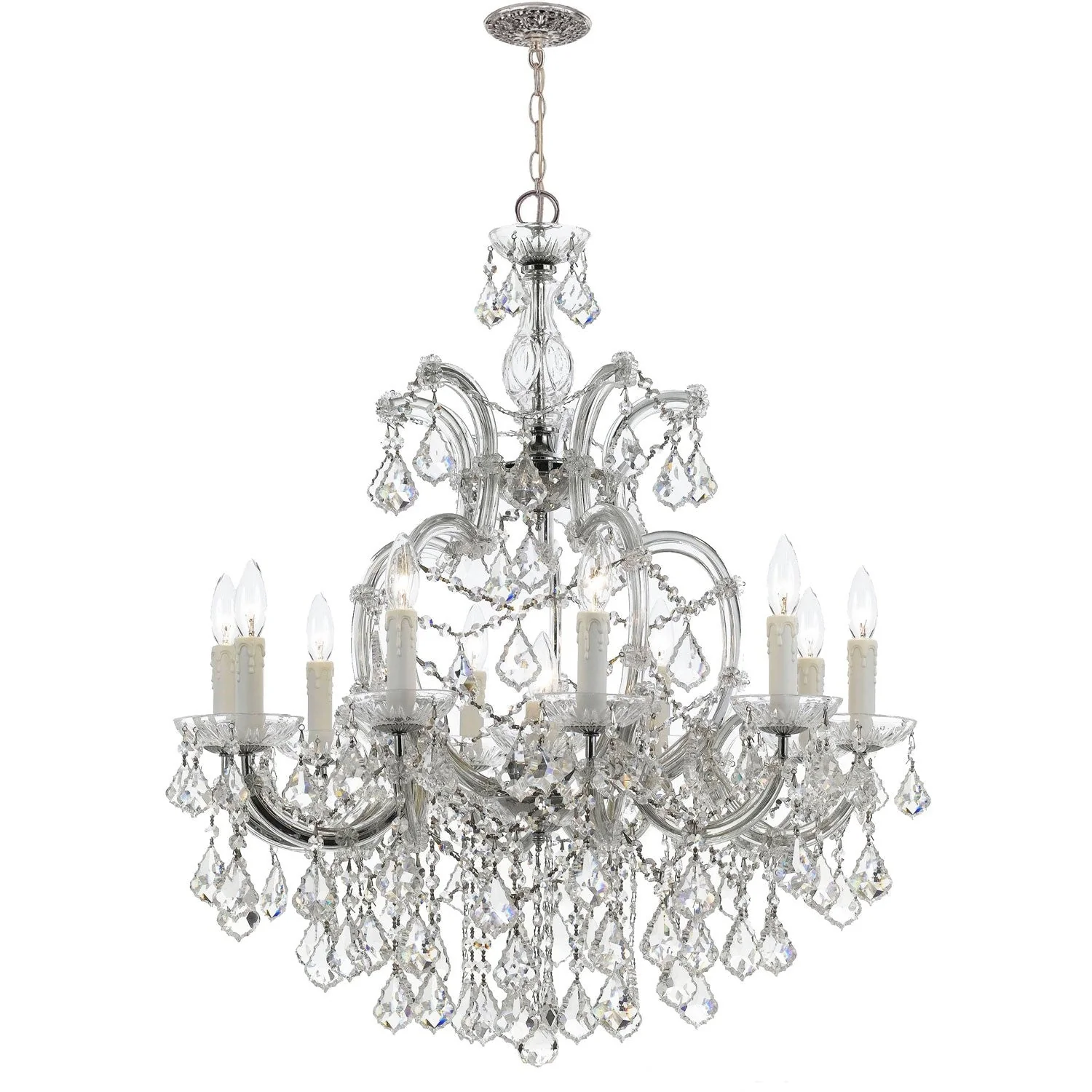 Polished Chrome 11-Light Swarovski Spectra Chandelier - Image 1