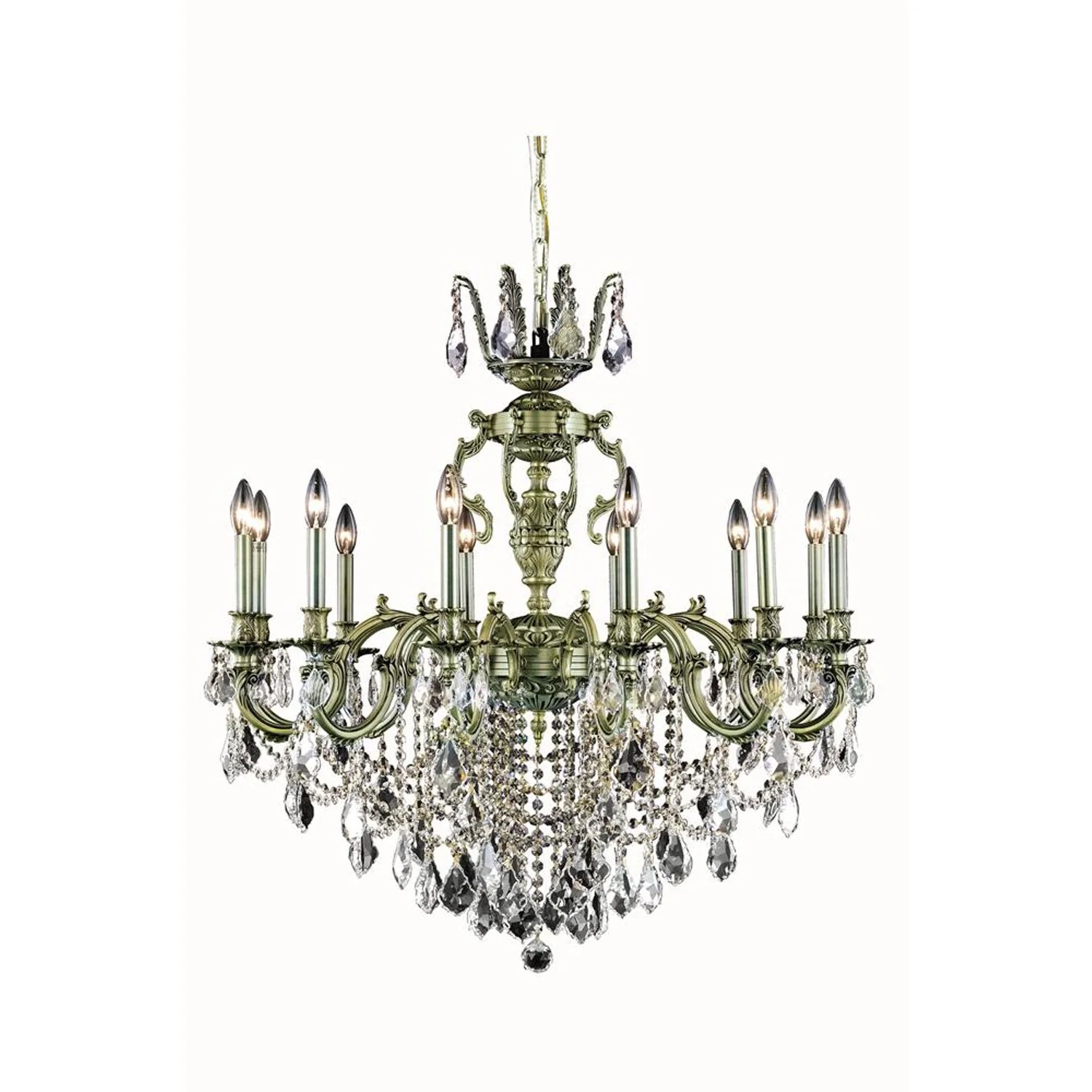 Bronze 12-Light Chandelier with Royal Cut Crystal - Image 1