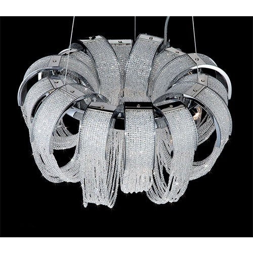 Sage Chrome Eight-Light 31-Inch Wide Chandelier with Clear Crystal - Image 1