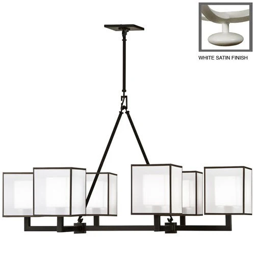 Black and White Story Six-Light Chandelier in Studio White Satin Lacquer Finish with Shimmering Screen of White Organza - Image 1
