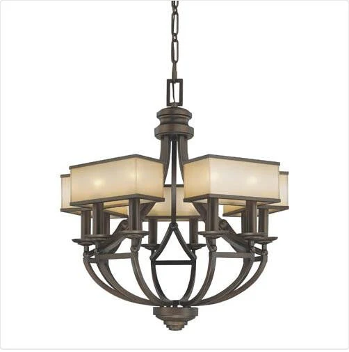Bronze Ten-Light Chandelier