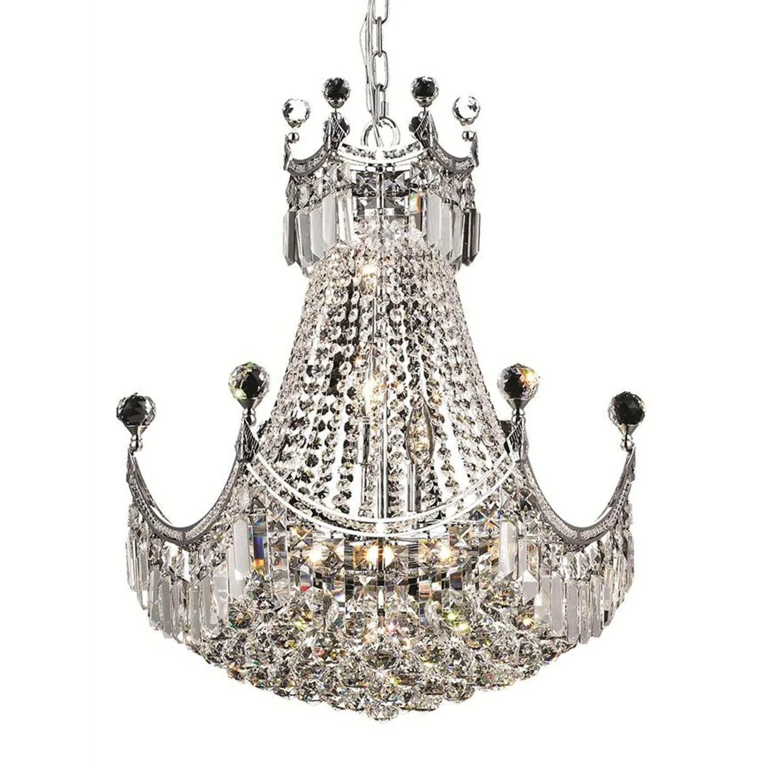 Corona Chrome Nine-Light 20-Inch Chandelier with Royal Cut Clear Crystal - Image 1