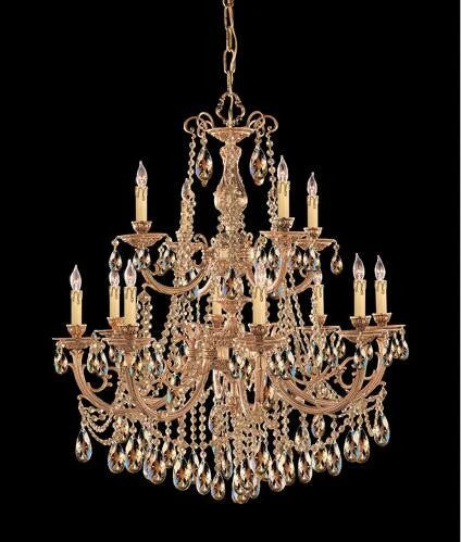 Brass Golden Teak Two-Tier Chandelier - Image 1