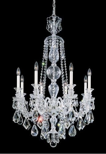 Silver Eight-Light Clear Heritage Handcut Crystal Chandelier, 28W x 43H x 28D - Image 1