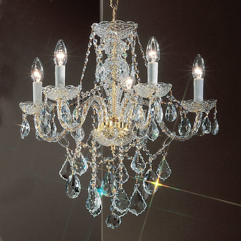 Gold plated 5 Lights Bohemian Crystal chandelier - Image 1