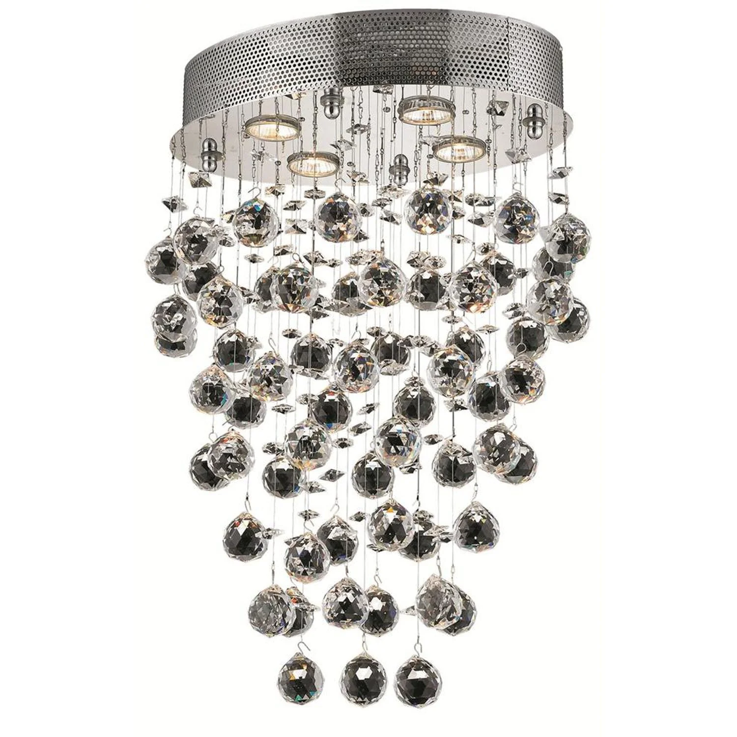 Galaxy Chrome Four-Light 11.5-Inch Semi Flush Mount with Royal Cut Clear Crystal and Round Canopy - Image 1