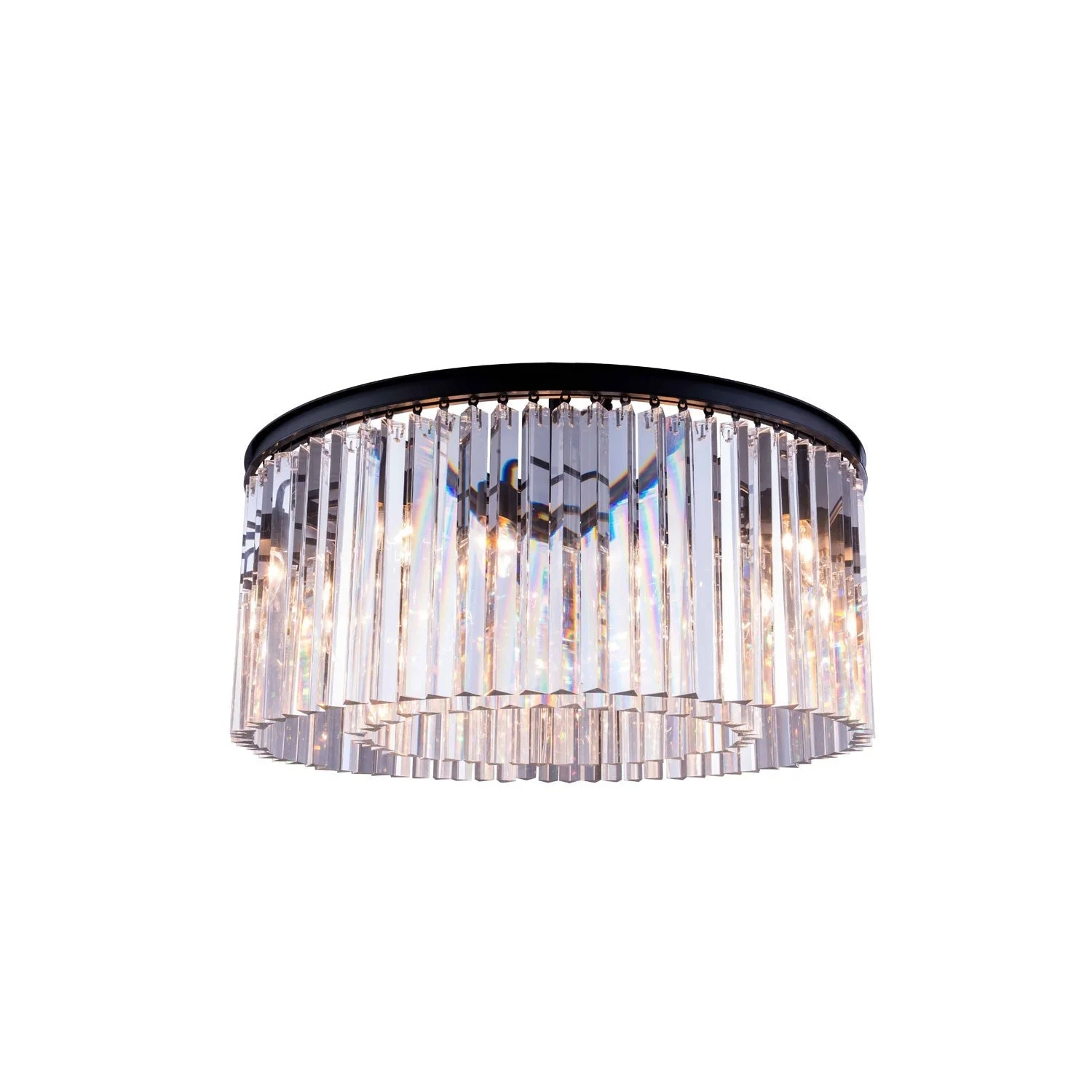 Sydney Mocha Brown Thirteen-Inch Flushmount with Royal Cut Clear Crystals - Image 1