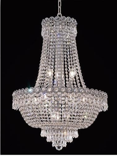 Chrome Twelve-Light 20-Inch Chandelier with Royal Cut Clear Crystal - Image 1