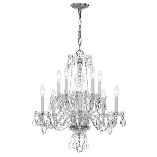 Chrome Ten-Light Clear Crystal Chandelier - Image 1