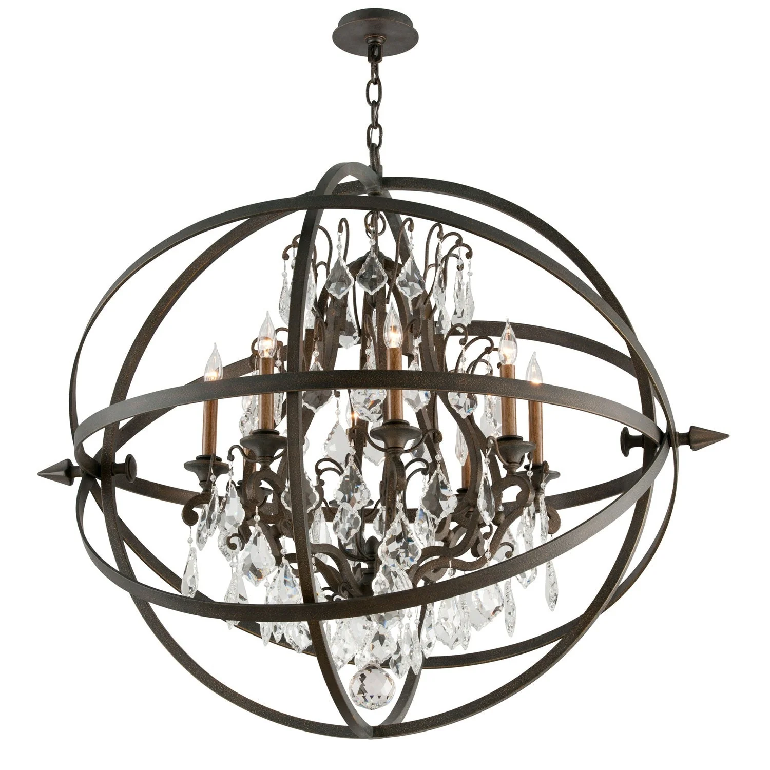 Bronze Eight-Light Extra Large Crystal Pendant - Image 1