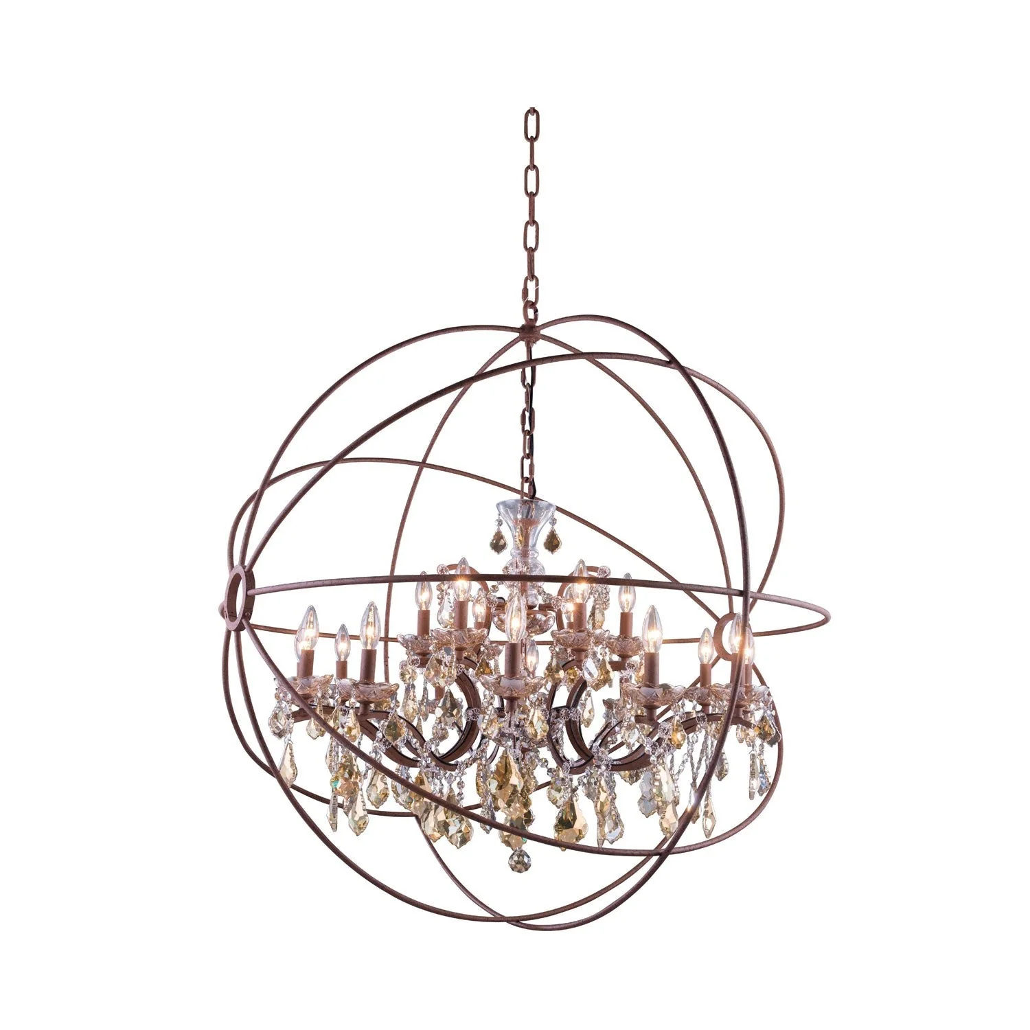 Geneva Rustic Intent Forty-Three-Inch Pendant with Golden Teak Crystals - Image 1