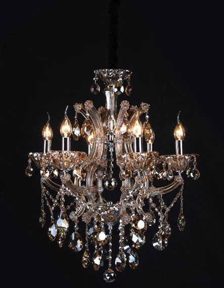 6 Light Maria Theresa crystal Chandelier with cognac finish - Image 1