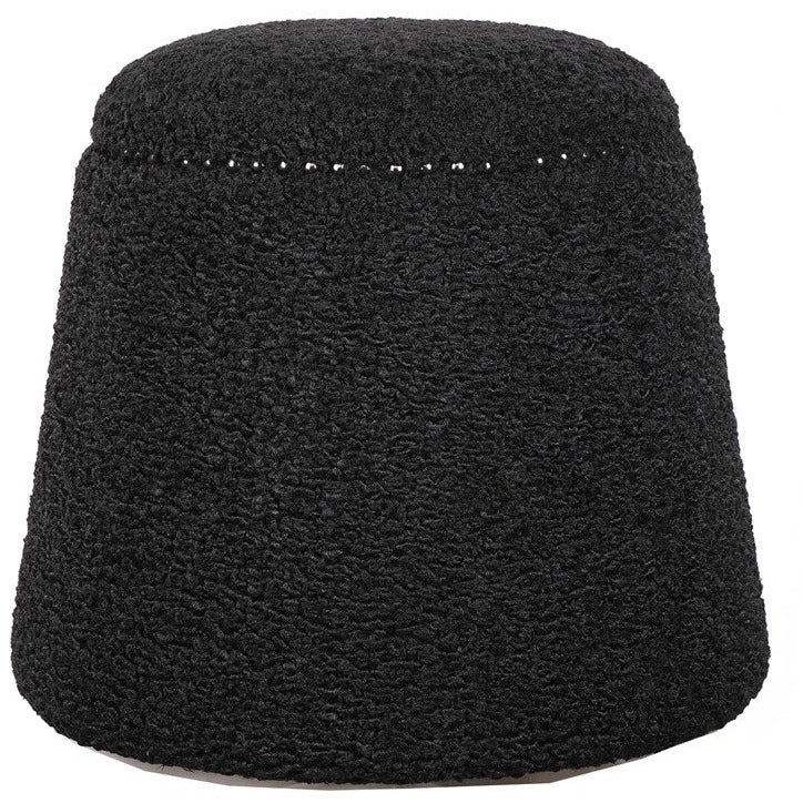 Uttermost Gumdrop Faux Black Shearling Round Ottoman - Image 2
