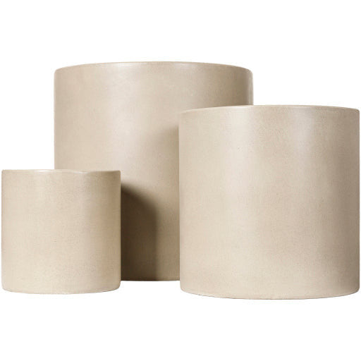 Surya Seastone Collection Modern Set of 3 Brushed Matte Gray Concrete Outdoor Floor Vases SST-007 - Image 3