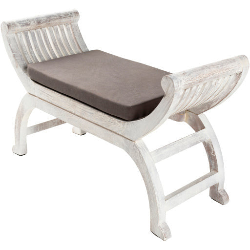 Surya Brittany Rustic Modern Curved Wood Bench With Charcoal Gray Cushion BIY-001 - Image 3