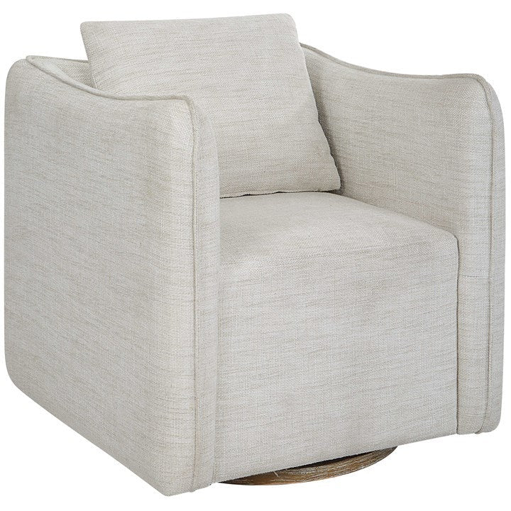 Uttermost Corben White Linen Swivel Armchair - Image 2