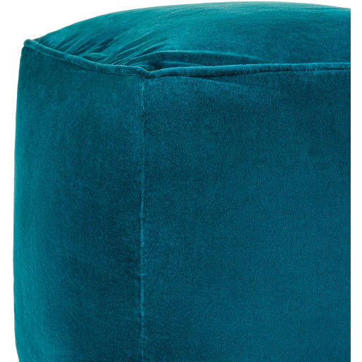 Surya Modern Teal Blue Cotton Velvet Pouf Ottoman CVPF-021 - Image 3