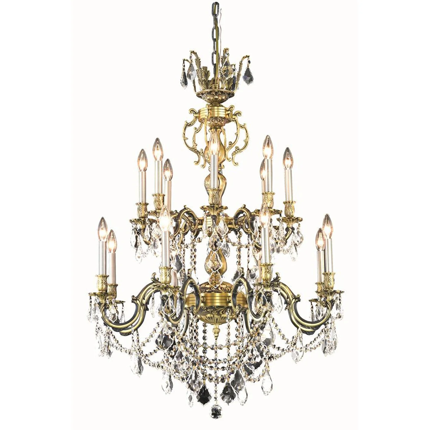 Bronze 16-Light Chandelier with Royal Cut Crystal - Image 1