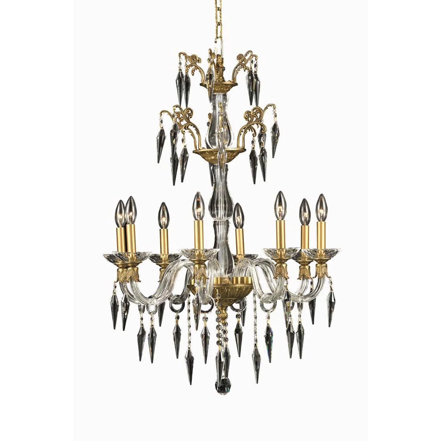 Grande French Gold Eight-Light Chandelier with Elegant Cut Crystal - Image 1