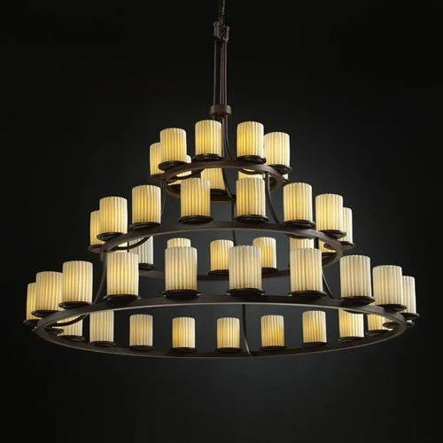 45-Light Dark Bronze Three-Tier Ring Chandelier - Image 1