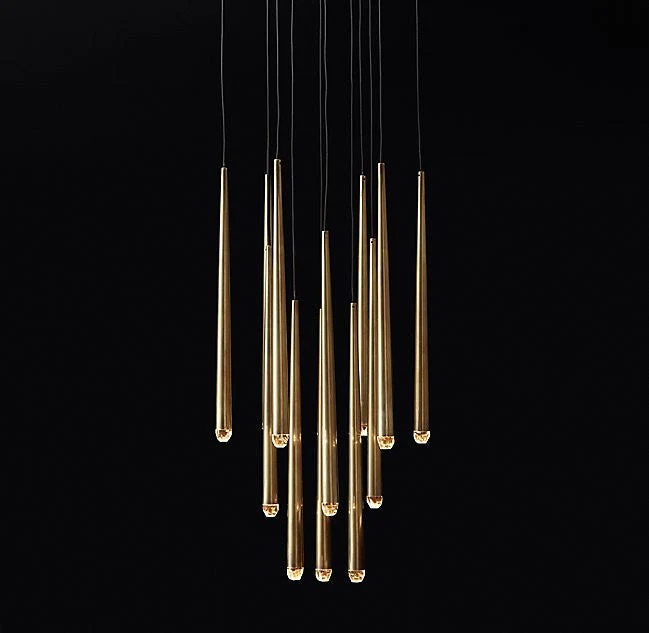 Creative simple style 18 lights brass column chandelier - Image 1