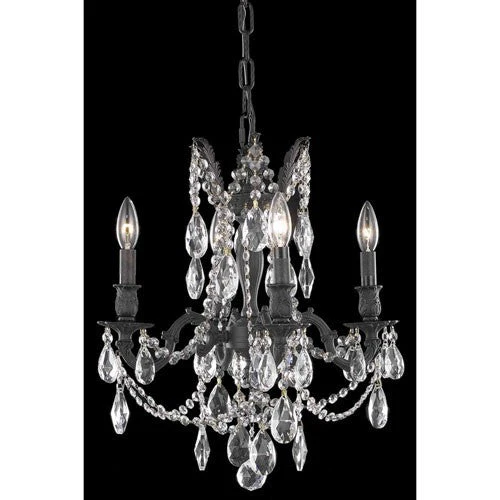 Dark Bronze 17-Inch Four-Light Chandelier with Royal Cut Crystal - Image 1