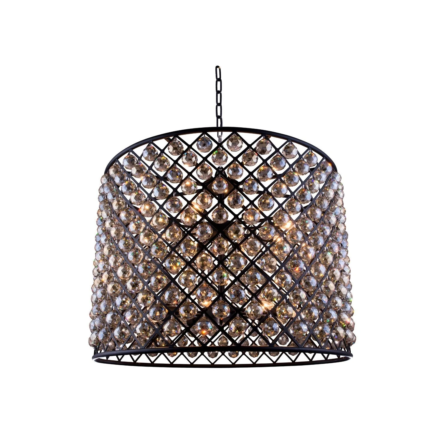 Madison Mocha Brown Twelve-Light Pendant with Royal Cut Golden Teak Crystals - Image 1