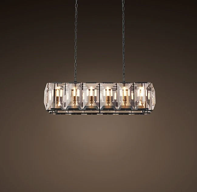 American-style rectangle 12 lights square crystal chandelier - Image 1