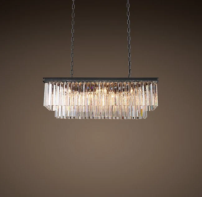 Creative retro rectangular 6 lights K9 crystal chandelier - Image 1