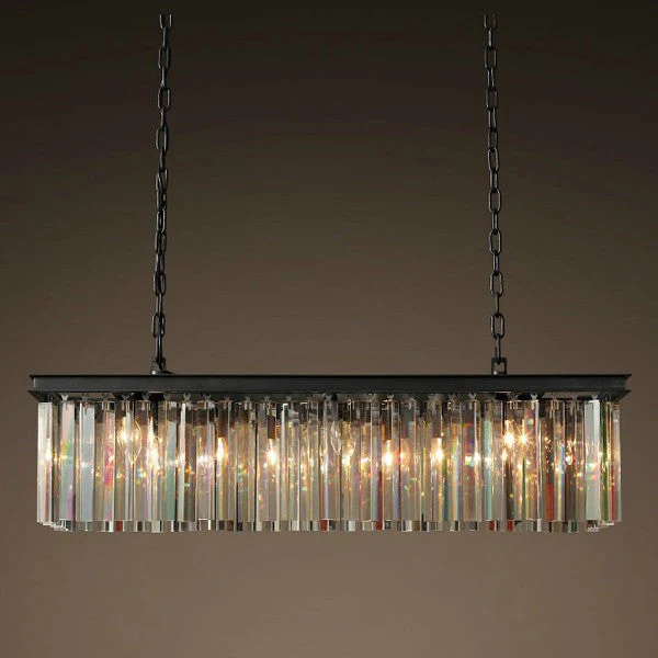 American single crystal rectangular 6 lights chandelier - Image 1
