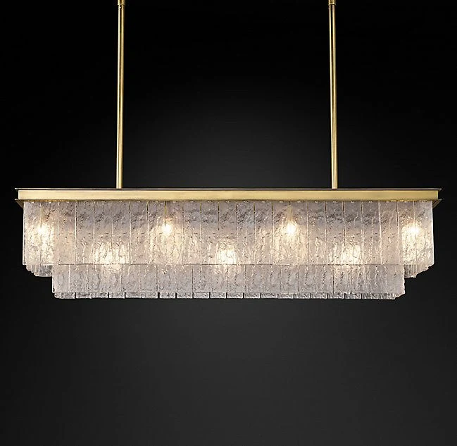 Modern style simple 11 lights rectangle glass chandeliers - Image 1