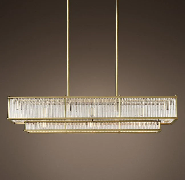 Modern style creative 11 lights gold rectangle chandelier - Image 1