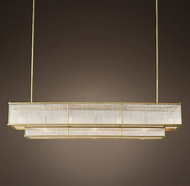 Modern style creative 12 lights gold rectangle chandelier - Image 1
