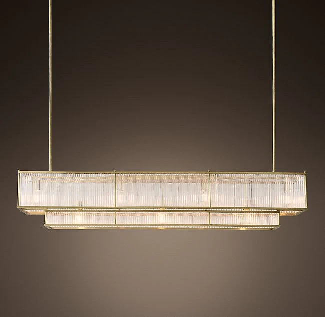 Modern style creative 15 lights gold rectangle chandelier - Image 1