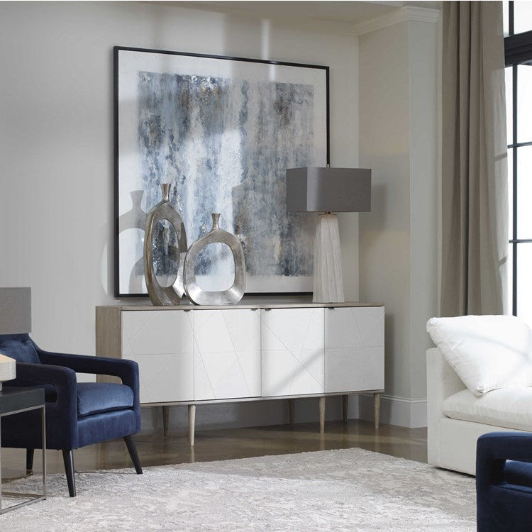 Uttermost Tightrope White Modern 4 Door Cabinet