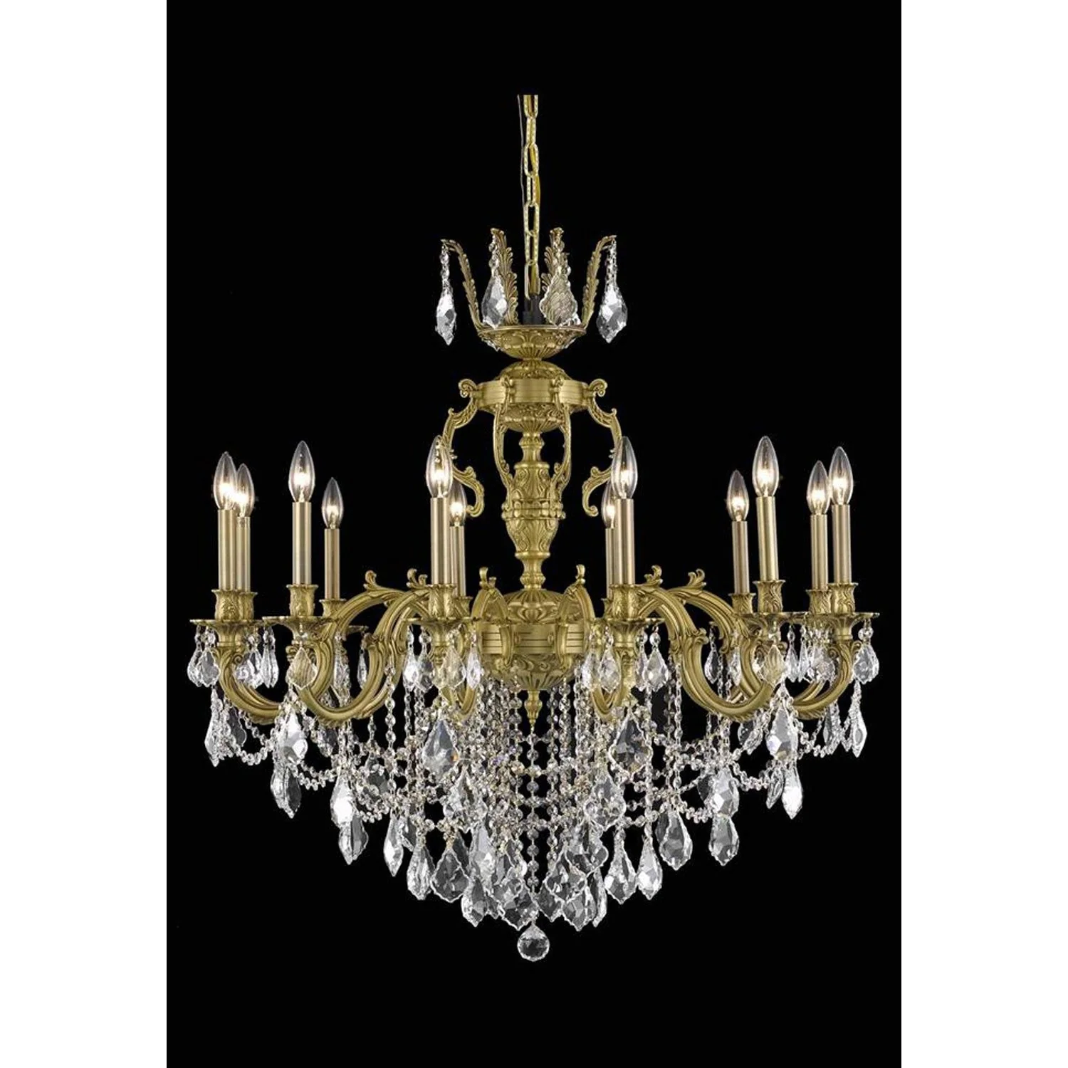 French Gold 12-Light Chandelier with Royal Cut Crystal - Image 1