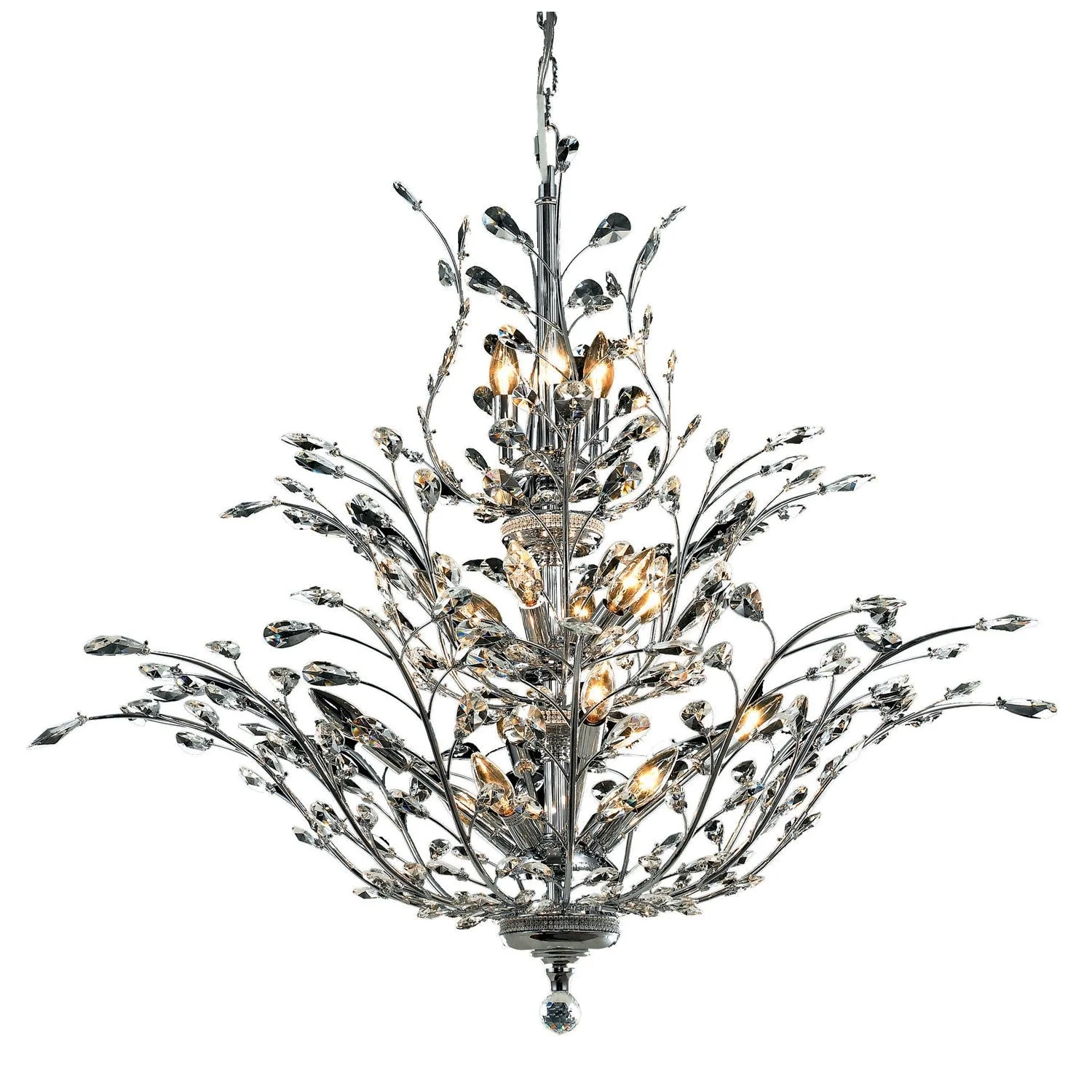 Orchid Chrome Eighteen-Light 41-Inch Chandelier with Royal Cut Clear Crystal - Image 1
