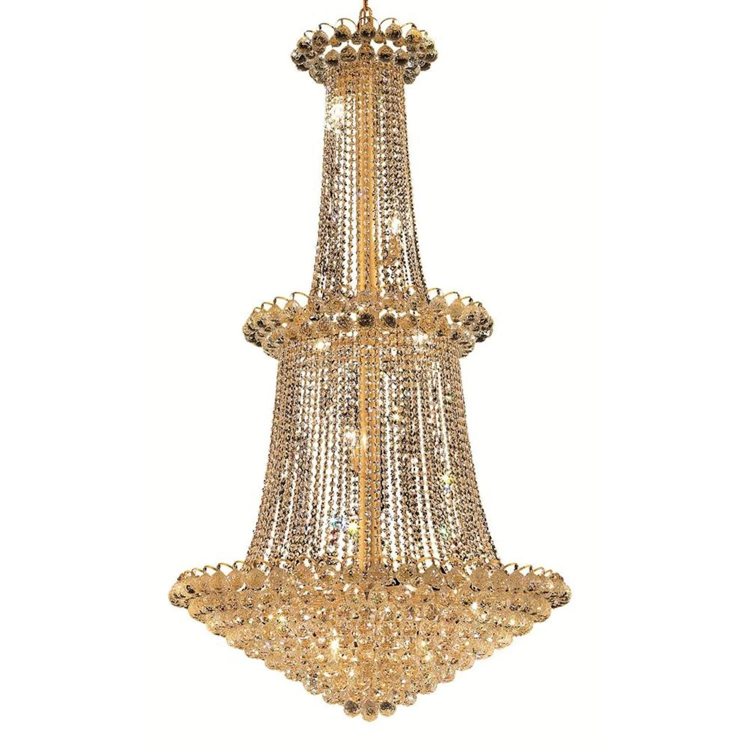 Godiva Gold Twenty-Two Light 36-Inch Three-Tier Chandelier with Royal Cut Clear Crystal - Image 1