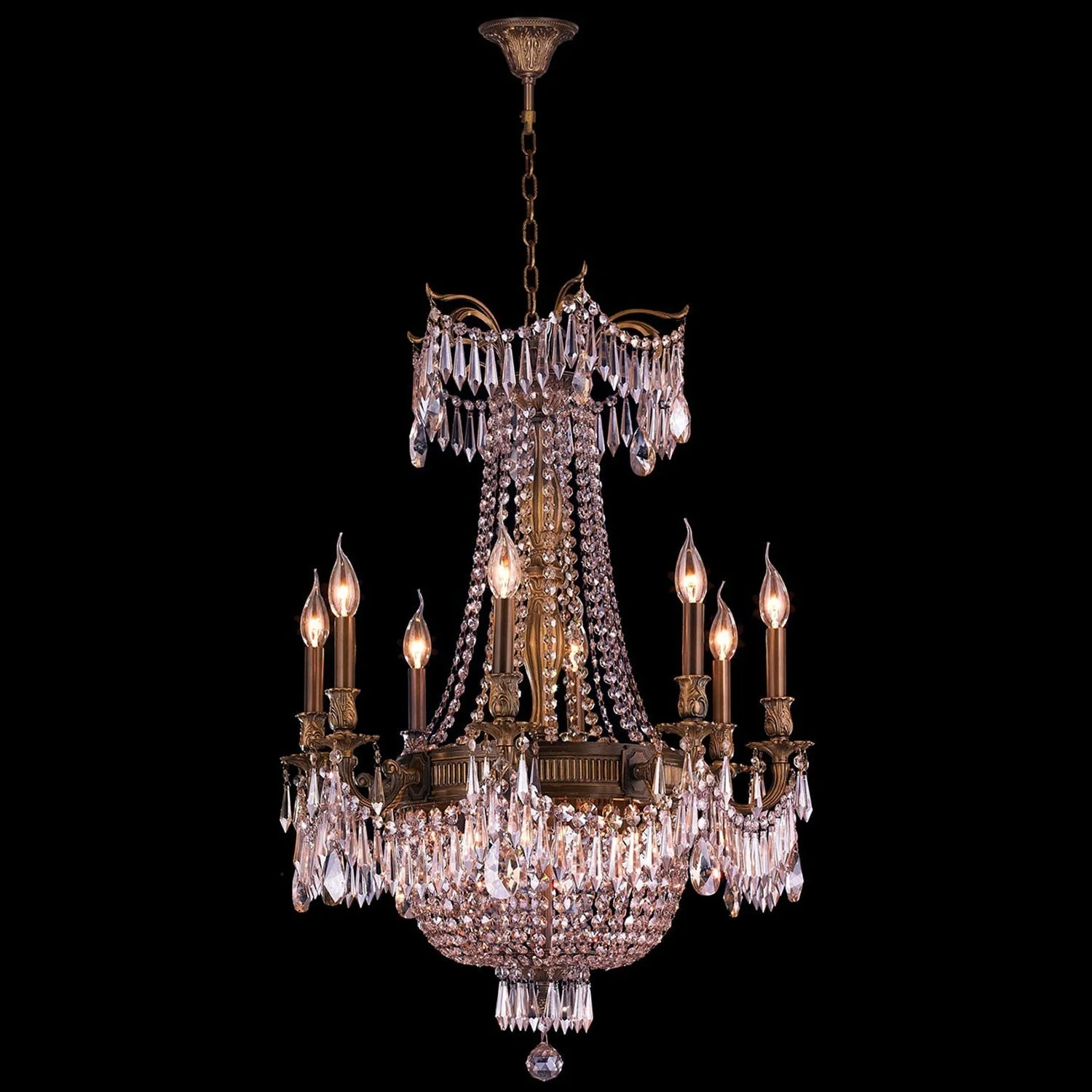 Corp Winchester Antique Bronze Twelve-Light Chandelier - Image 1