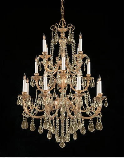 Olde Brass Golden Teak Three-Tier Chandelier - Image 1